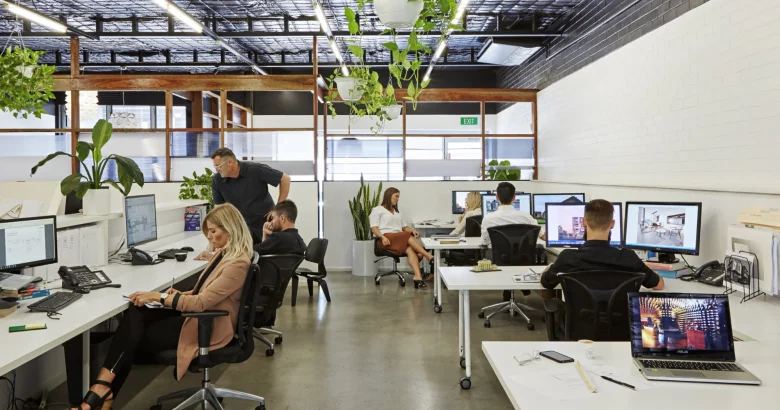 A team of architects and interior designers working on a project