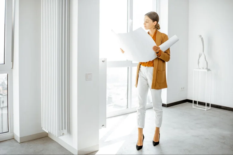 An interior designer surveying a room