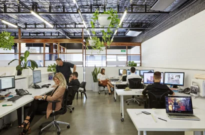 A team of architects and interior designers working on a project