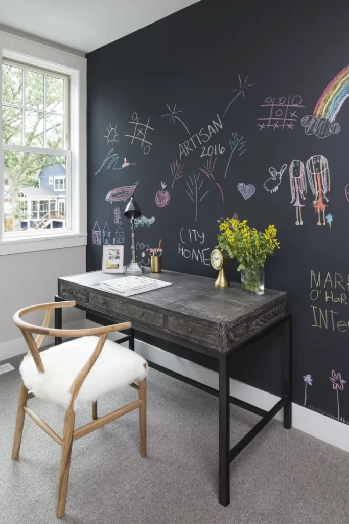 Chalkboard wall for study room.
Chalkboard wall for study room.