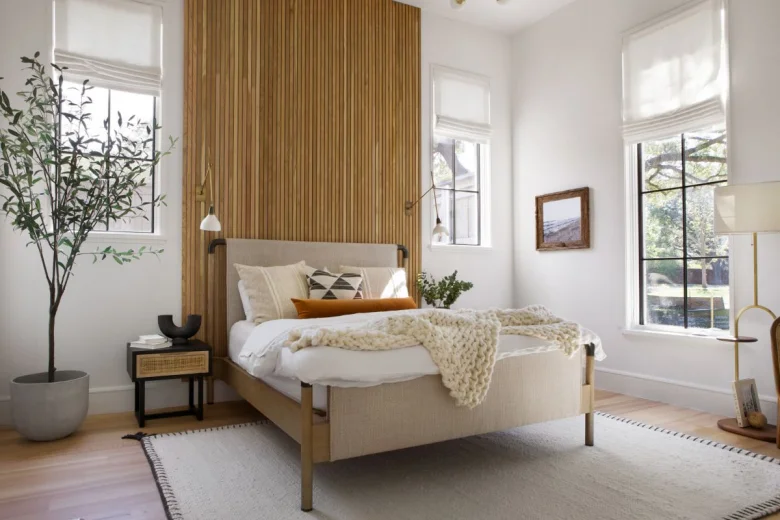 Scandinavian-style bed.
Scandinavian-style bed.