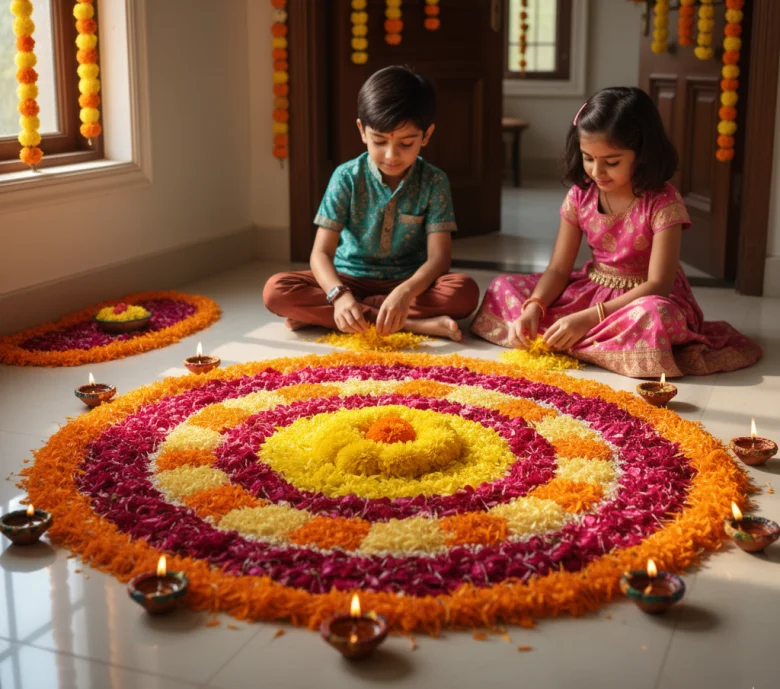 Rangoli for dussehra decoration.
