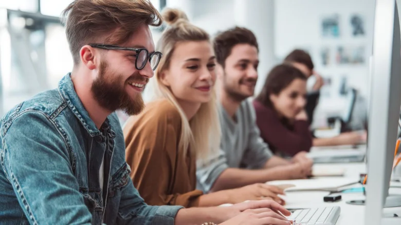 Learners learning during a graphic design course
