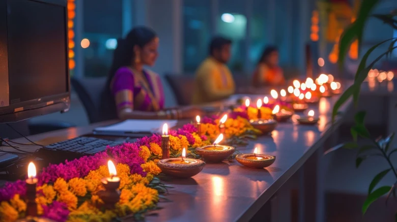 Diwali decoration in an office