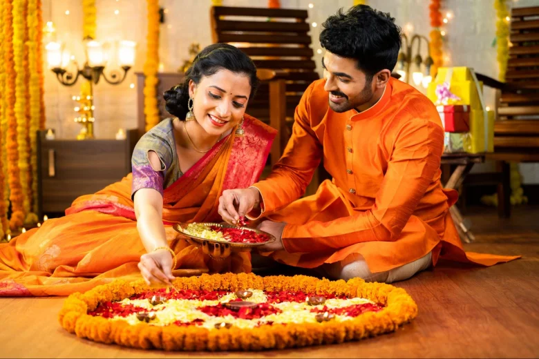 Couples celebrating Diwali.