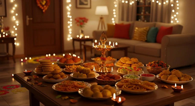 Kitchen and dining diwali decoration.
Kitchen and dining diwali decoration.