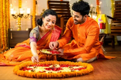 Couples celebrating Diwali.