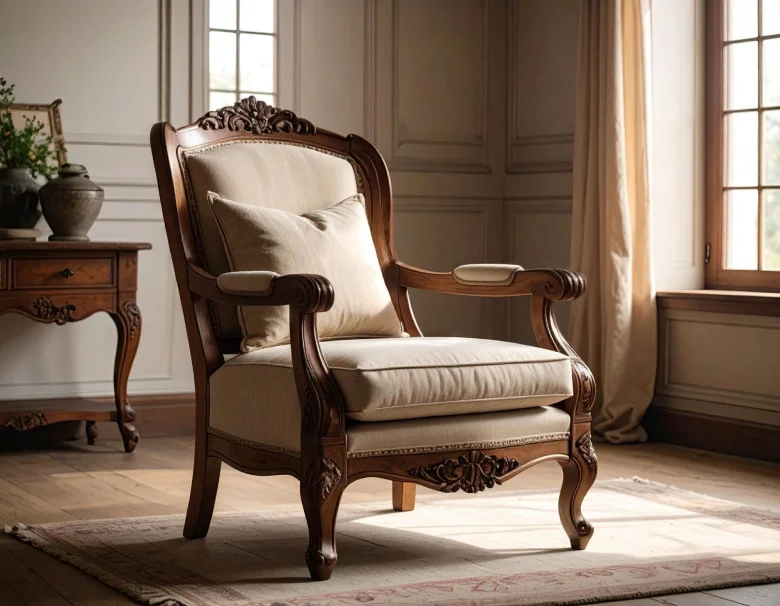An intricate wooden armchair design An intricate wooden armchair design