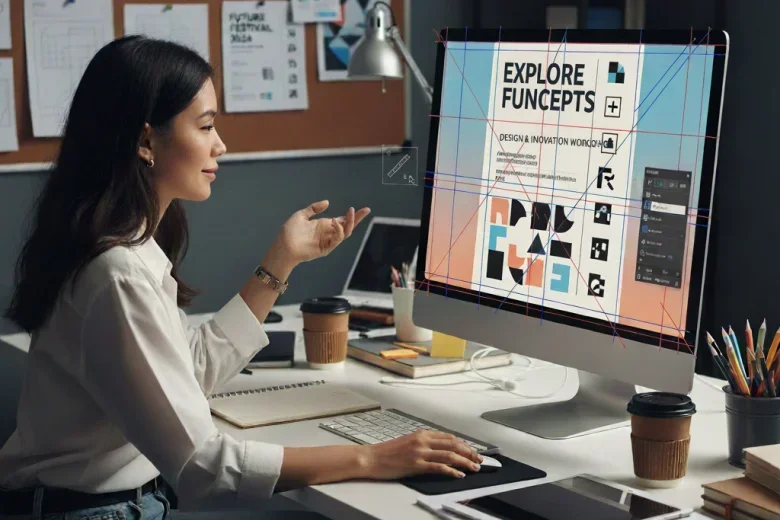 A designer aligning text to make the design look more cohesive