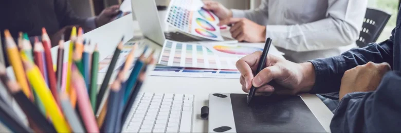 A designer working on creating alignment in a design