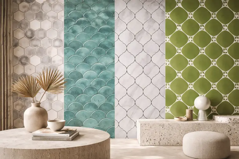 Using biophilic colors is a new tile trend in modern interior design and architecture
