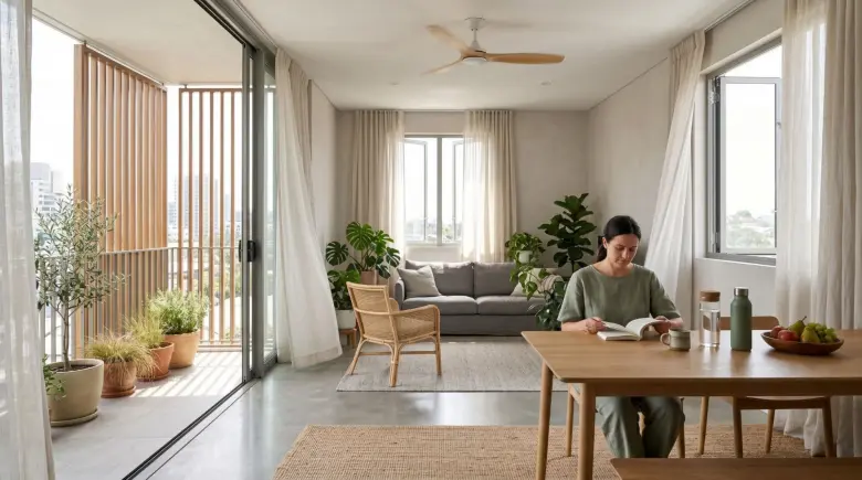 Passive cooling in interior design through material science