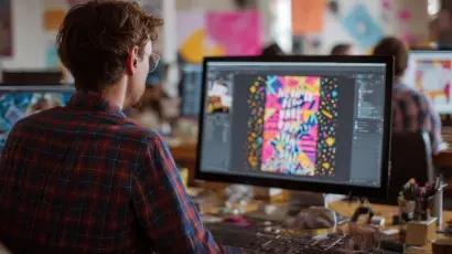 Designer creating a design using typography trends