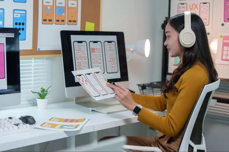 A UX researcher doing her research