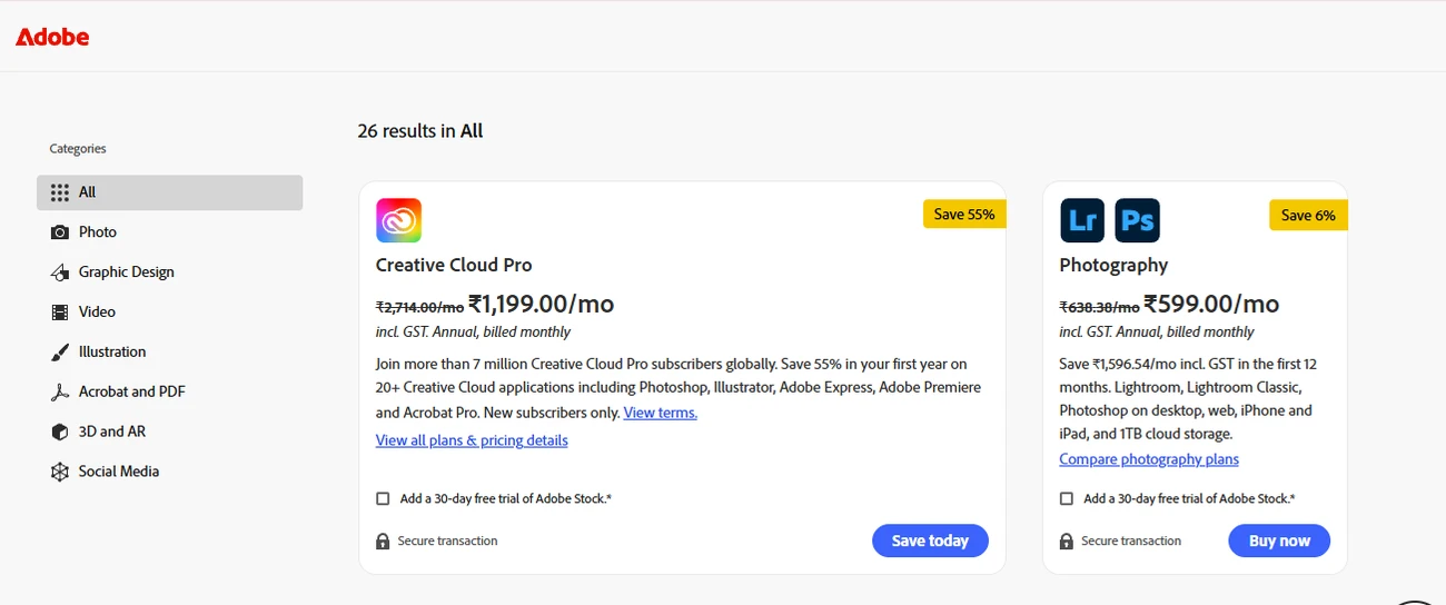 Adobe Pricing Adobe Pricing